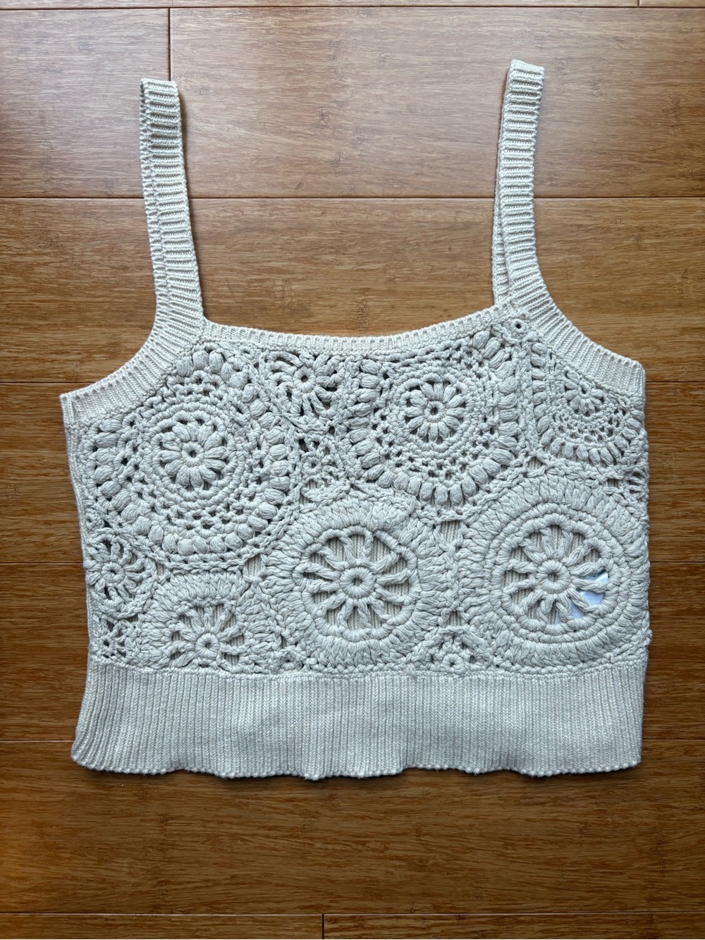 J.Crew Cream Crochet Crop Tank Top - Lightweight Summer Knit Sz S